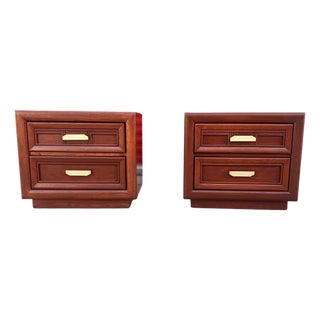 Late 20th Century Postmodern Cognac Nightstands – Attributed to Burlington, 2 Pieces For Sale