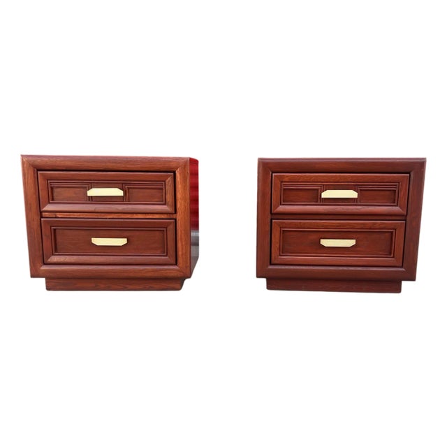 Late 20th Century Postmodern Cognac Nightstands – Attributed to Burlington, 2 Pieces For Sale
