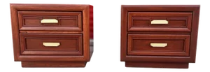 Late 20th Century Postmodern Cognac Nightstands – Attributed to Burlington, 2 Pieces