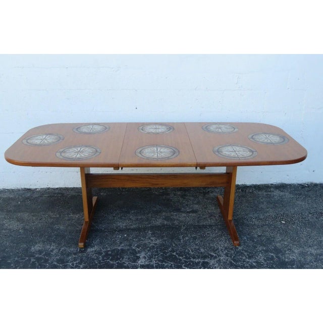 Danish Modern Teak Tile Top Dining Table a Leaf Chairish