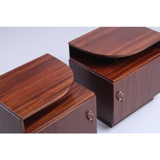 Art Deco Dark Wood Nightstands, 1940s, Set of 2 For Sale - Image 4 of 15