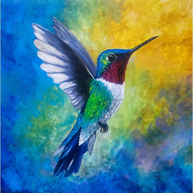 Little Wings, Great Light, Madoti Oluwadamilare (2026) Acrylic on Canvas, 21st Century, Animal, Bird Contemporary For Sale