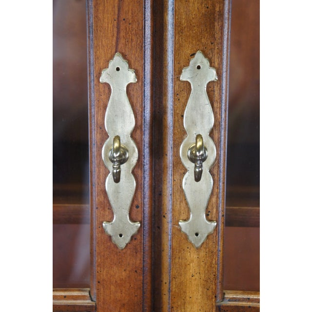 1970s Vintage Cresent Queen Anne Style Cherry Secretary Desk with Bookcase Bureau For Sale - Image 11 of 13