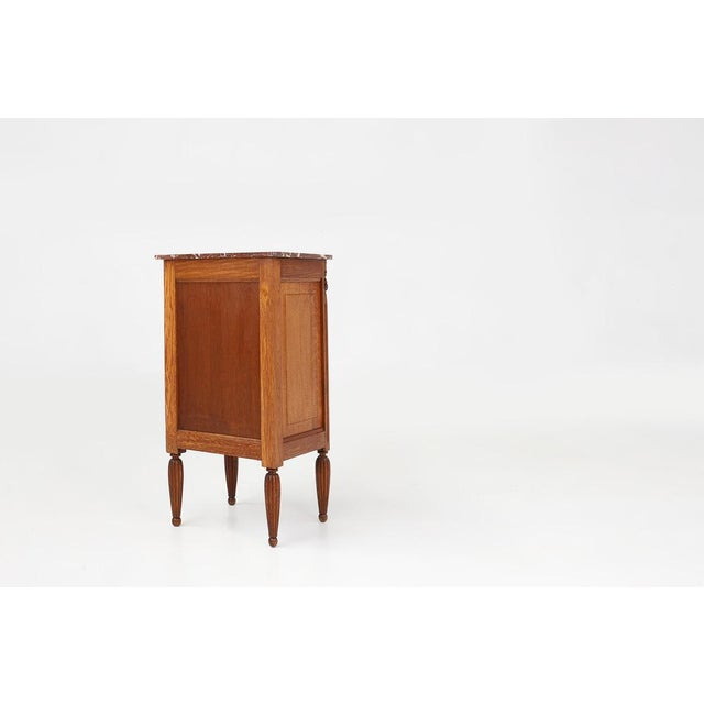 French Art Deco Nightstand in Oak with Marble Top, 1930s For Sale - Image 12 of 13