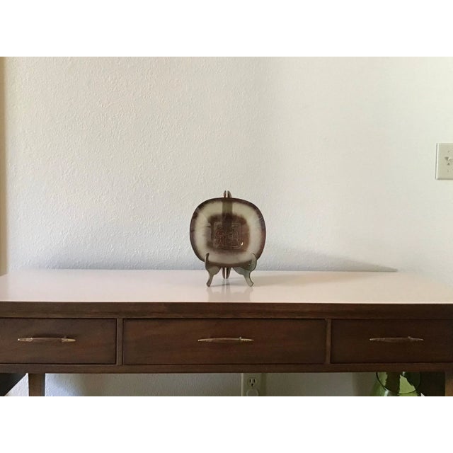 Black Vintage Maurice Heaton Mid-Century Modern Fused Glass Plate For Sale - Image 8 of 9