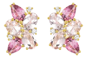 Nina Zhou 5.30 CTW Morganite, Pink Tourmaline and Diamond Cluster Earrings