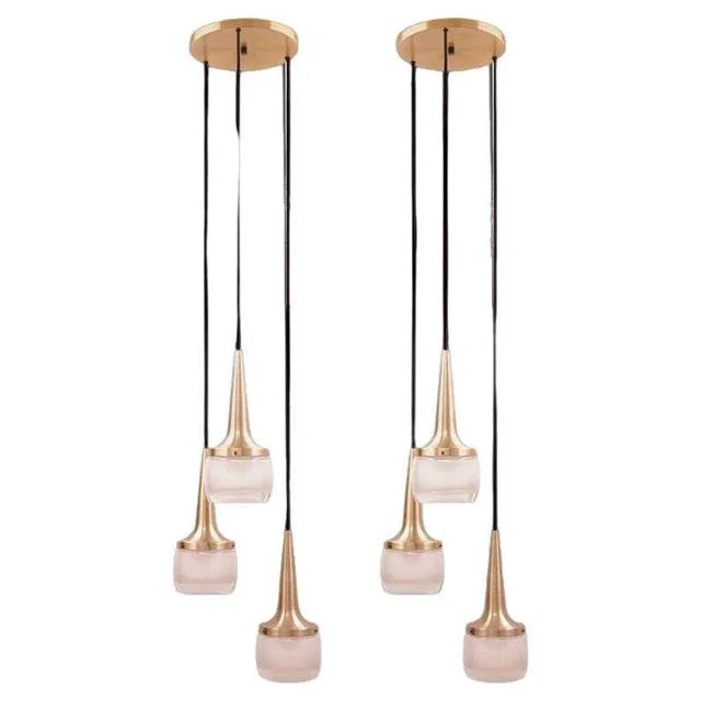 Brass Glass Cascade Fixtures attributed to Staff, 1960s, Set of 2 For Sale - Image 15 of 15