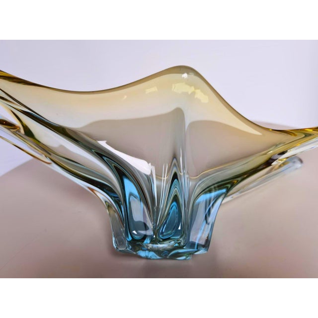 1970s Art Glass Multicolor Light Blue Basket Fruit Bowl Catchall Italy, Murano Style 1970s For Sale - Image 5 of 7