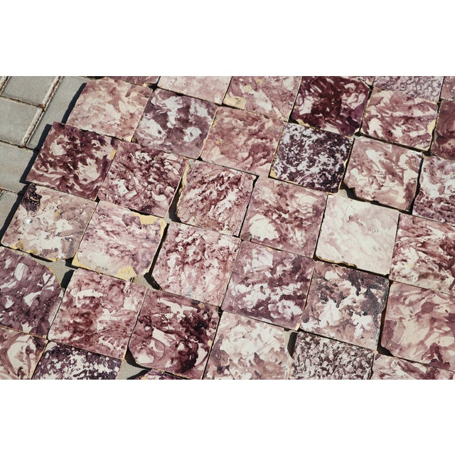 18th Century Baroque Aubergine Spongeware Set of Ninety Tiles, Portuguese For Sale - Image 10 of 18