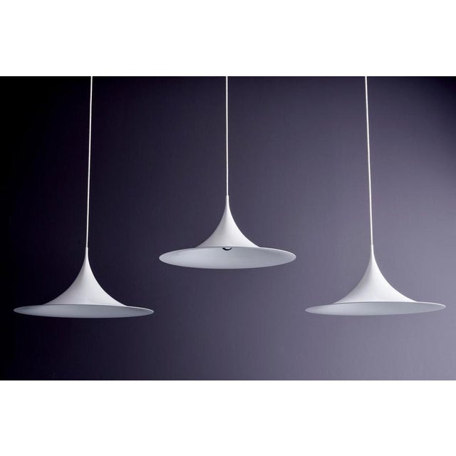 Metal Midi Semi Pendants attributed to Claus Bonderup for Fog & Mørup, 1960s, Set of 2 For Sale - Image 7 of 14