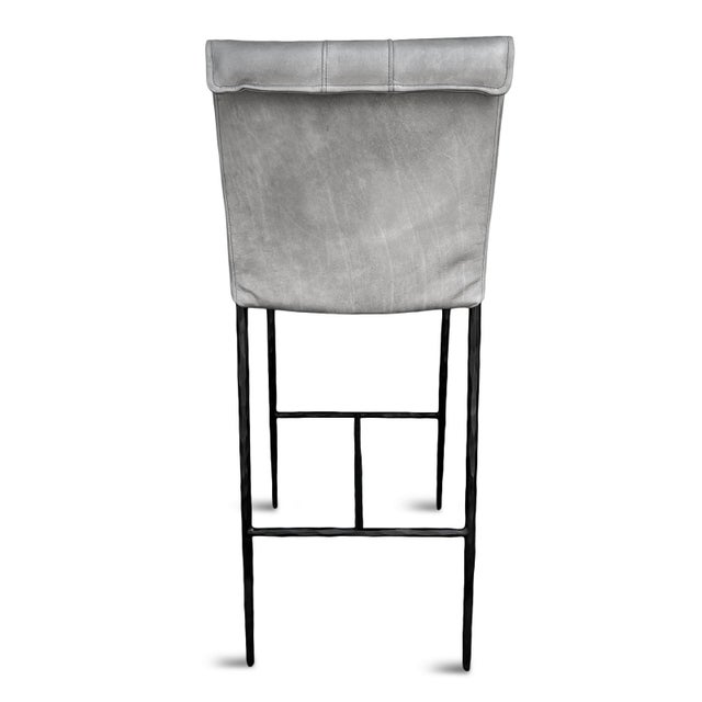 2020s Dusk Grey Leather Bar Stool For Sale - Image 5 of 6