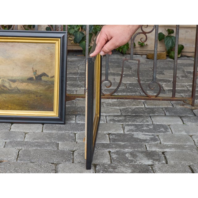 English Mid 20th Century Pair of British Steeplechase Horse Racing Paintings on Board, Framed For Sale - Image 3 of 12