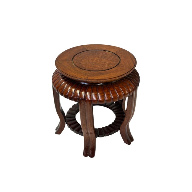 Elevate your display with the Light Brown Wood Round 5 Legs Tall High Flower Petal Motif Display Stand Riser. This...