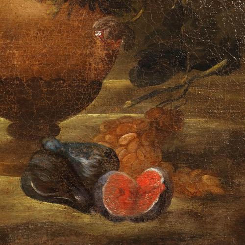 Still Life with Flowers and Fruit, 1700s, Oil on Canvas, Framed For Sale - Image 6 of 9
