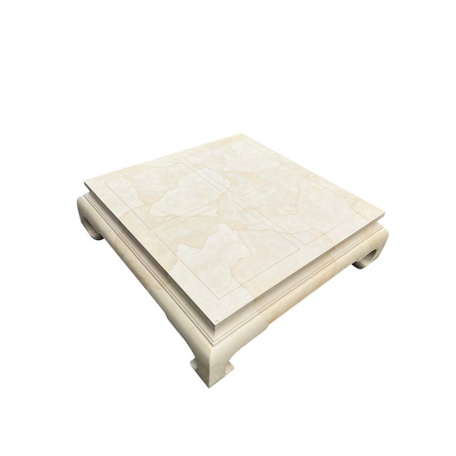 Modern Vintage Henredon Faux Goatskin Coffee Table Decorative Modern Design Large Low Table For Sale - Image 3 of 10