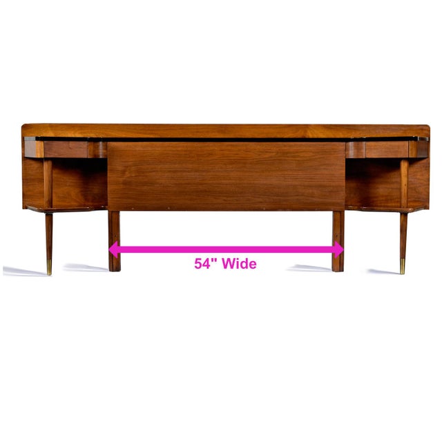 Brown American of Martinsville Dania Black and Walnut Headboard With Attached Nightstands For Sale - Image 8 of 14