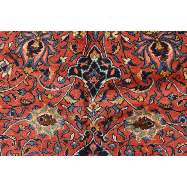 Sarouk Rug 9’10” X 13’2” Red Wool Vintage Traditional Hand-Knotted Carpet For Sale - Image 9 of 15