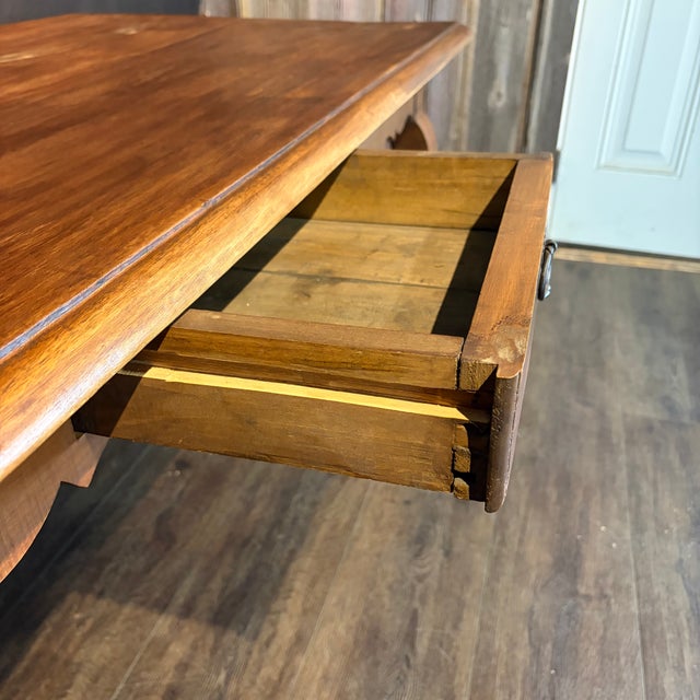 French 19th Century French Louis XV Walnut Farmhouse Table With Single Drawer For Sale - Image 3 of 11