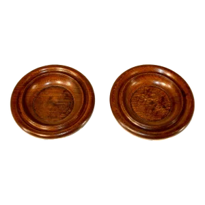 Pair of Edwardian Oak Coasters