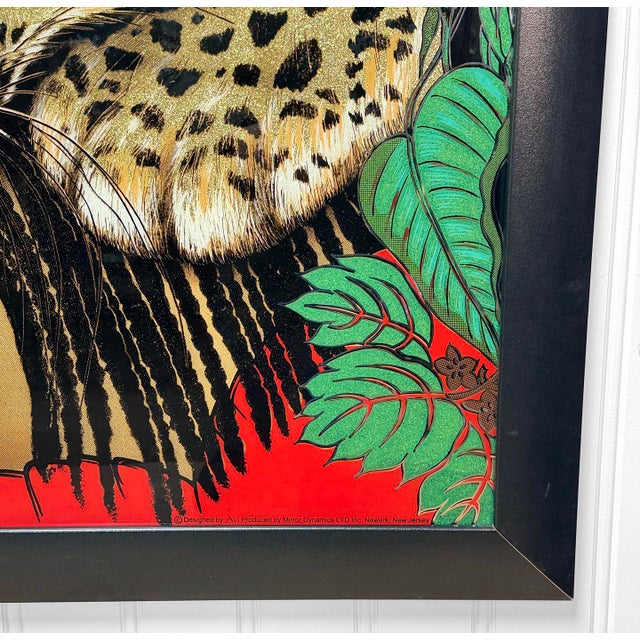 Vintage 53" Ethnic Women & Jaguar Painted Mirrored Wall Art For Sale - Image 9 of 10