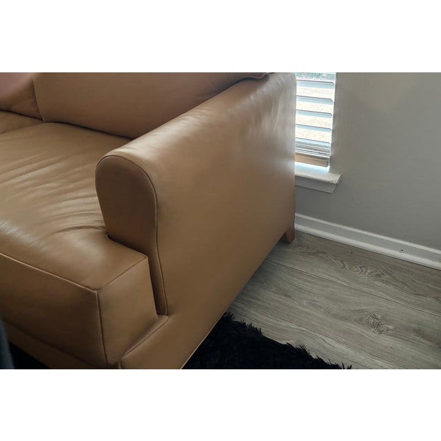 Authentic Martin/Brattrud leather sofa, Style 1530, manufactured in Gardena, California in 2004. Upholstered in warm...