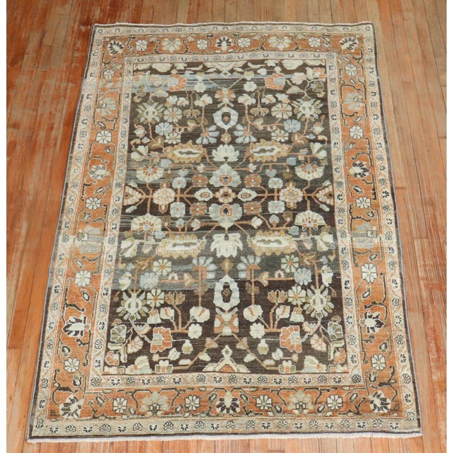 Brown Antique Zabihi Collection Persian Accent Rug - 4'5" x 6'9" For Sale - Image 8 of 9