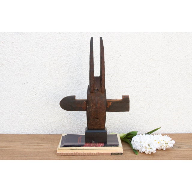 Brown Antique Dogon Door Lock With Celestial Horns For Sale - Image 8 of 8