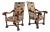 Antique Armchairs in Walnut with Ikat Pattern, Late 19th Century, Set of 2 For Sale