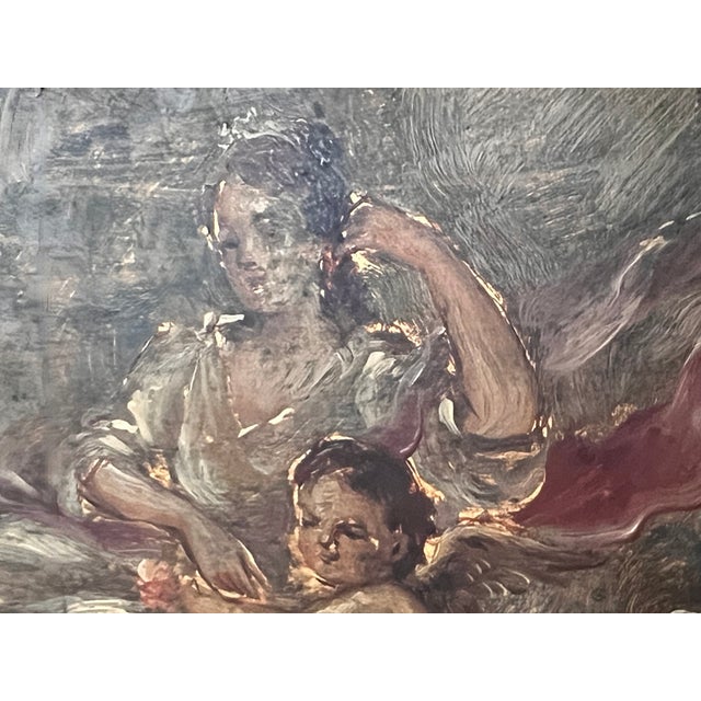 20th French Antique White and Giltwood Queen Bed With Original Painting For Sale - Image 10 of 12