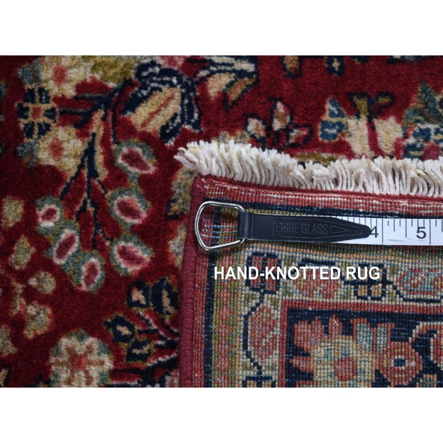 1930 Wine Red Antique Persian Sarouk Full Pile Rare Square Size Wool Hand Knotted Rug For Sale - Image 9 of 9