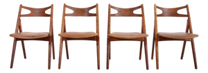 Set of 4 Oak Hans Wegner Sawbuck Model Ch29 Chairs by Carl Hansen and Son, 1950s