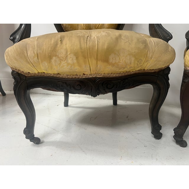 20th Century Napoleon III Louis XV Armchairs in Pearwood, Set of 2 For Sale - Image 6 of 15