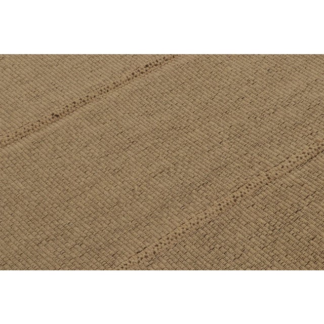 2010s Rug & Kilim’s Contemporary Kilim in Sandy, Solid Beige-Brown Panel Woven Style For Sale - Image 5 of 7