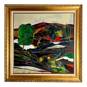 Jean-Claude GaugyLarge Expressionist Oil Painting Hand Carved Wood Panel Jean Claude Gaugy, 1997