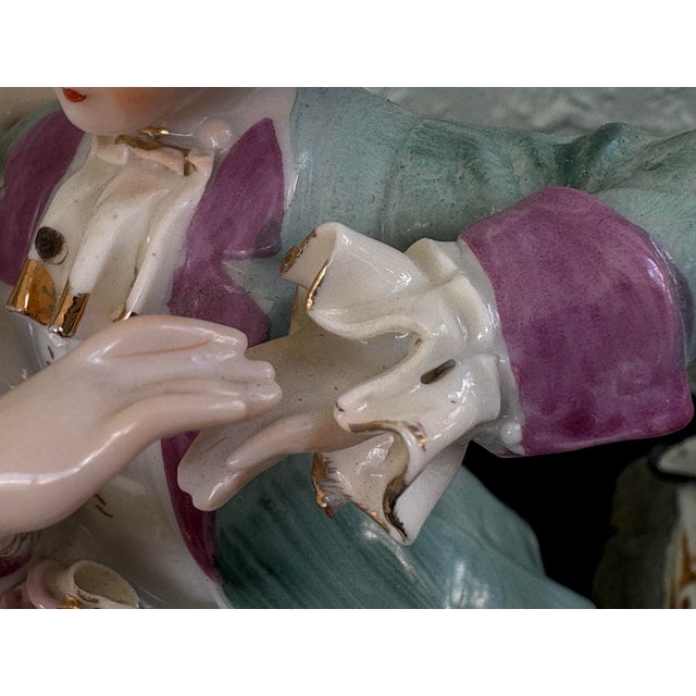 White Vintage Rococo Revival Dancing Couple Porcelain Table Lamps – Set of 2, Betson China, C. 1960s For Sale - Image 8 of 10