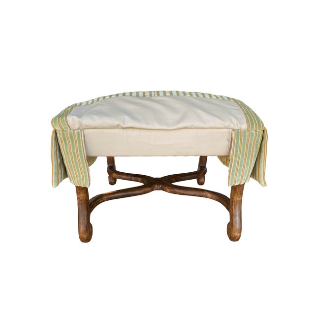 Wood Late 20th Century Velvet Striped Kreiss Ottoman For Sale - Image 7 of 10