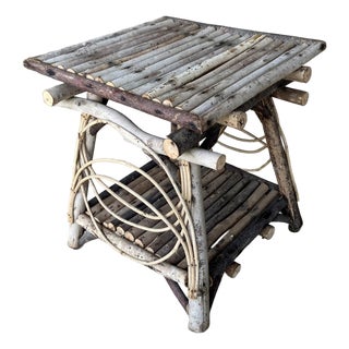 Mid 20th-Century Adirondack-Style Branch & Twig Side Table For Sale
