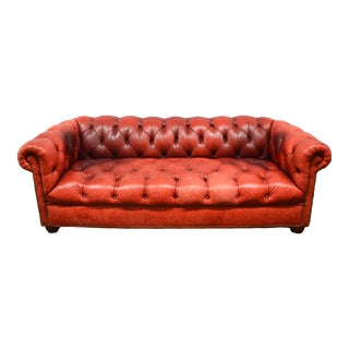 Late 20th Century Chesterfield Tufted Leather Sofa by Ethan Allen For Sale