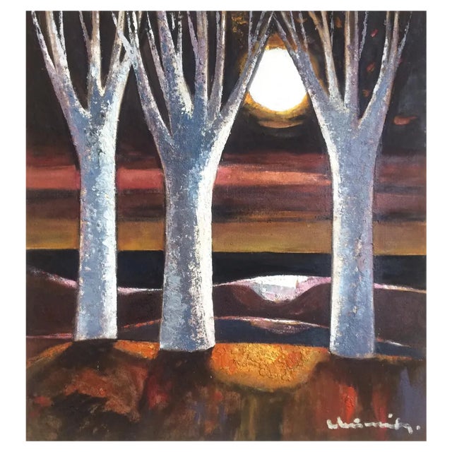 Laimdots Murnieks, Romantic Sunset, 1991, Oil on Cardboard For Sale