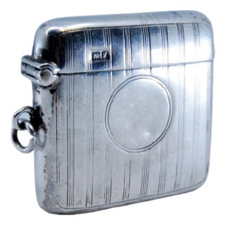 Guilloche Silver Matchbox with Bands at the Top For Sale