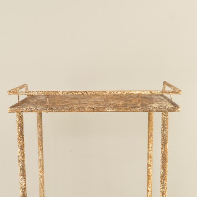 Shabby Chic Wrought Iron Plant Stand and Shelf, France, 1910s For Sale - Image 3 of 10