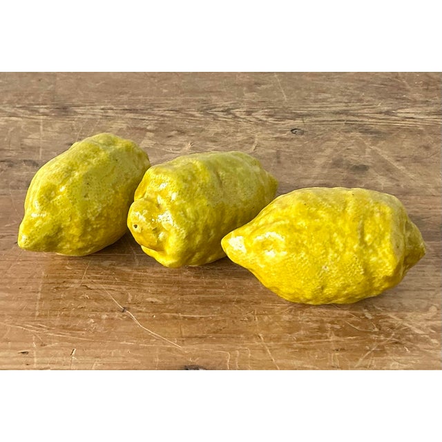 Vintage Boho Italian Glazed Ceramic Lemons - Set of 3 For Sale - Image 10 of 12