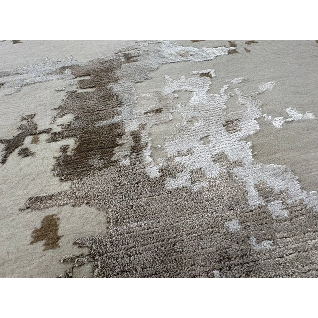 Textile Rh Restoration Hardware Riva Hand-Knotted Rug — 9' × 12' Dove/Wheat | Wool & Viscose Blend For Sale - Image 7 of 18
