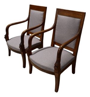 Set of 19th Century Egyptian Light Mahogany Armchairs