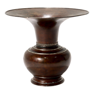 Antique Japanese Mixed Metals Copper & Silver Usubata Ikebana Flower Vase