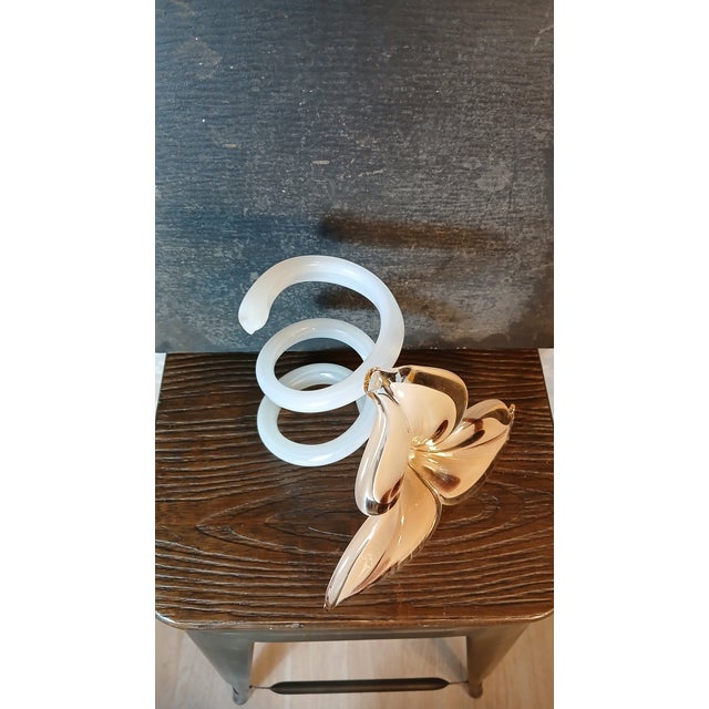 Glass Vintage Hand-Blown Art Glass Lily Sculpture — In the Style of Murano For Sale - Image 7 of 13