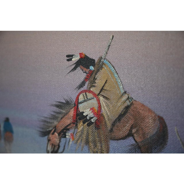 Native American Johnny Yazzie (Navajo/Diné) Untitled Winter Rider Scene — Original Painting For Sale - Image 3 of 5