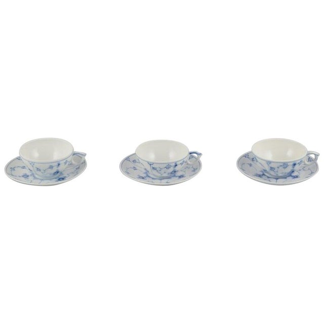 Blue Fluted Plain Tea Cups with Saucers from Royal Copenhagen, 1970s, Set of 6 For Sale - Image 9 of 9
