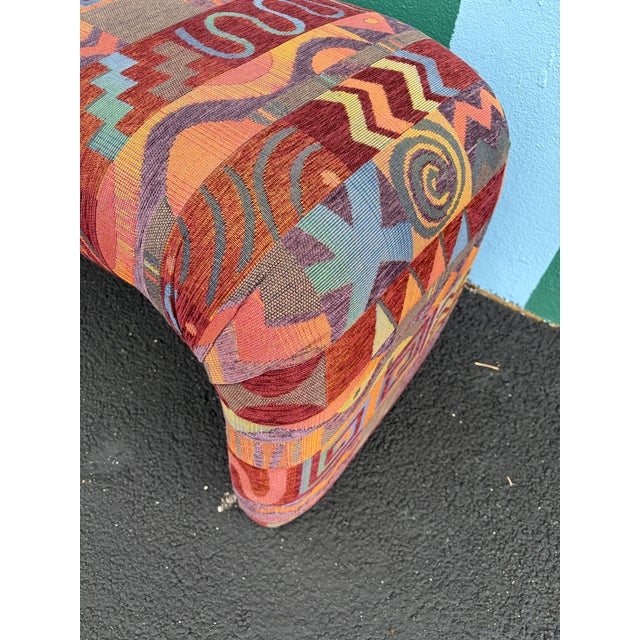 Terra Cotta Postmodern Upholstered Waterfall Bench by Lazar Industries East. Circa 1980s For Sale - Image 8 of 18