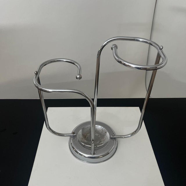Art Deco Chrome Umbrella Stand in Tubular Steel and Chrome-Plated, Belgium, 1930 For Sale - Image 3 of 13